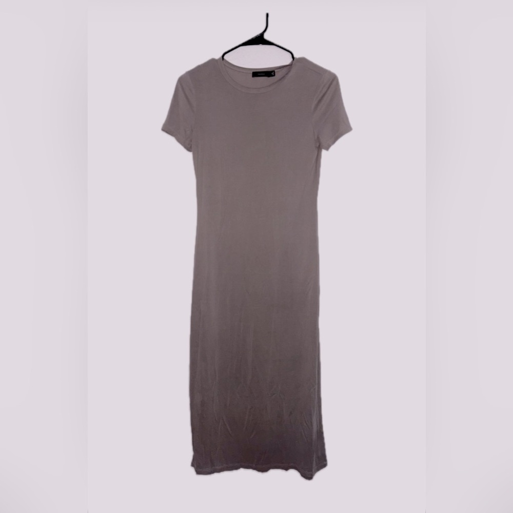 Aritzia Taupe Short-Sleeve Maxi Dress